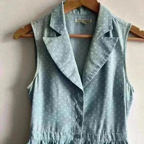 Vintage UO Lucca Couture Retro Blue Polka Dot Cottagecore Midi Dress Small - Picture 5 of 14